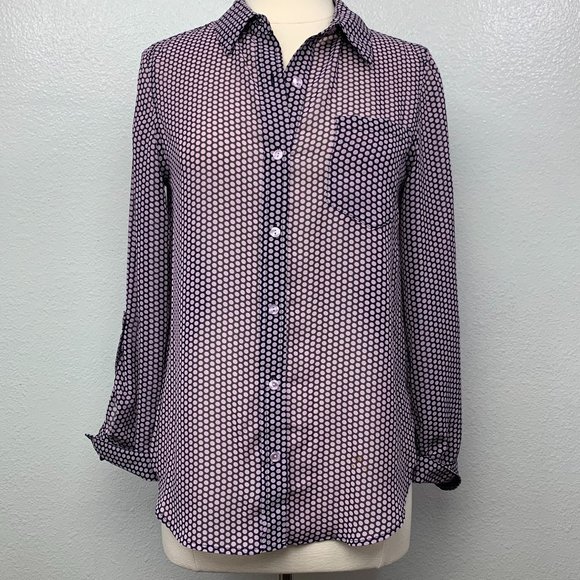 Antro NANETTE LEPORE Black Violet  Button Down Top - Picture 2 of 7